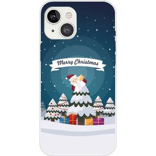 iPhone 15 Plus Fleksibelt Plastik Jule Cover - Merry Christmas - Julemanden i Juletræ