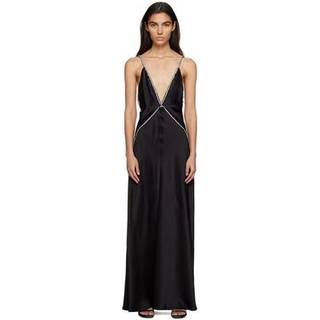 Stella McCartney Crystal-embellished satin gown - black - XXXS