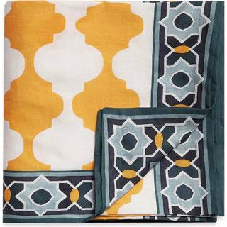 La DoubleJ Table Linens - 'Plaza' linen tablecloth, large, yellow in MULTICOLOUR 100% Linen