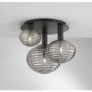 Ripple loftslampe, sort/røggrå, 3-lys
