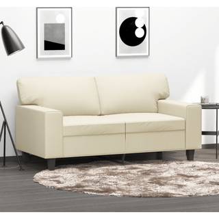 2-personers sofa 120 cm kunstlæder cremefarvet