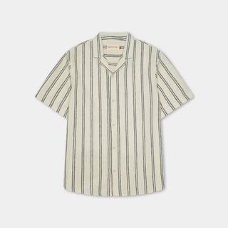 Revolution Short-Sleeved Cuban Cotton Linen Shirt Skjorte Herrer størrelse L farve beige