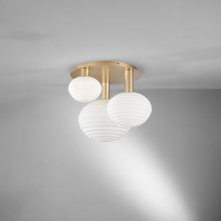 Ripple loftslampe, guldfarvet/opal, 3-lys