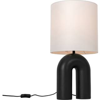 Design bordlampe sort med hvidt linnedskærm - Lotti