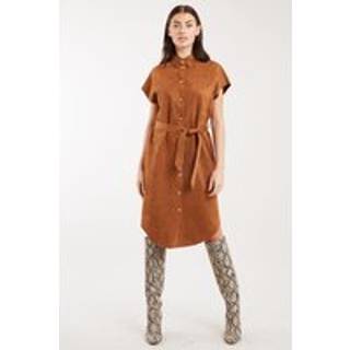Louche Melike Faux Suede Midi Shirt Dress