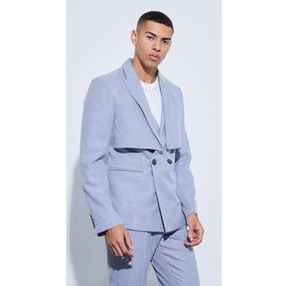 Mens Grey Overlay Detail Slim Fit Blazer