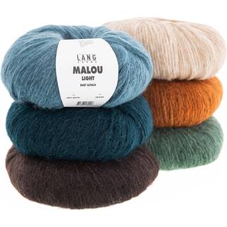 Lang Yarns Malou Light 0022 Indhold: 72% Babyalpakka, 16% Polyamid, 12% Uld Vægt/længde: 50 g = ca. 190 meter Anbefalede pinde: 4,5-5 mm Strikkefasthed: 10x10 cm = 16 m x 25 p Vask: Håndvask / Tåler ikke tørretumbling.