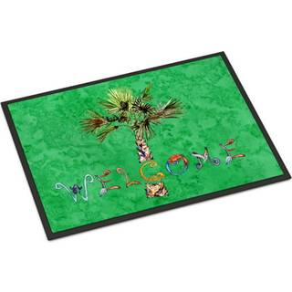 """" Caroline's Treasures 8710Mat Velkommen palmetræ på grøn indendørs eller udendørs mat 18 x 27 """" ""Multicolor"" ""