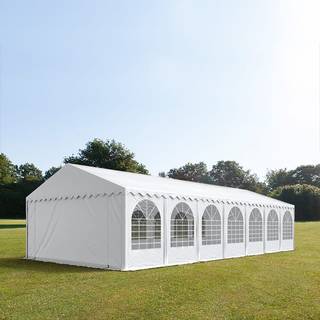 6x14m, Partytelt, PVC-teltdug, hvid, med bundramme - (7684BL)