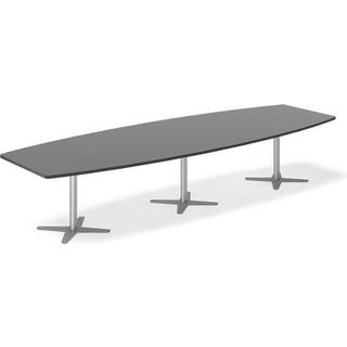 Konferencebord DNA, Antracit 3800x1200 mm bådformet, Alugrå understel