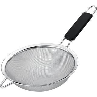 Kafoor 6.3 """" Fine mesh -sil med Thermo Plastic Rubber -håndtag - Sigt Fin Mesh Rustfrit stål - Ideel til at sile mel glasurfrugter og grøntsager