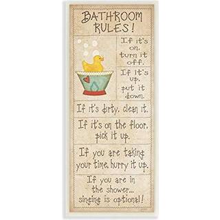 Stupell Home D? Cor Collection Badev?relsesregler Gummi Ducky h?j badev?relse v?gplak 7 x 0,5 x 17 stolt fremstillet i USA