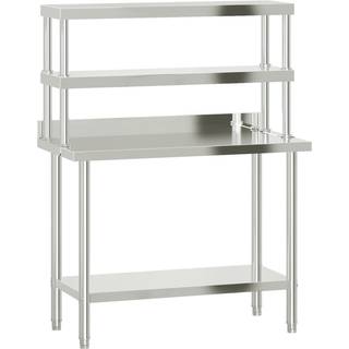 køkkenbord med tophylde 110x55x150 cm rustfrit stål