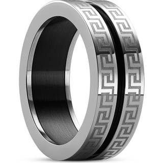 8 mm Sort Rillet Rustfri Stål Ring