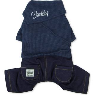 TouchDog Vogue Neck-Wrap Sweater og Denim Pant Outfit X-Small Navy