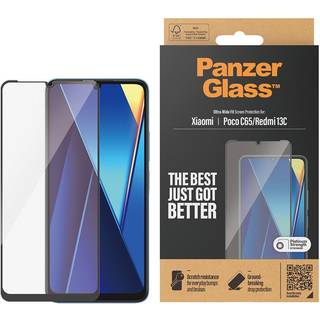 Xiaomi Poco C65 / Redmi 13C PanzerGlass Ultra Wide Fit Skærmbeskyttelsesglas - Platinum Strength - Sort Kant