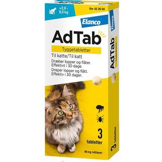 AdTab tyggetabletter til katte > 2,0 - 8,0 kg- Fri fragt over 249