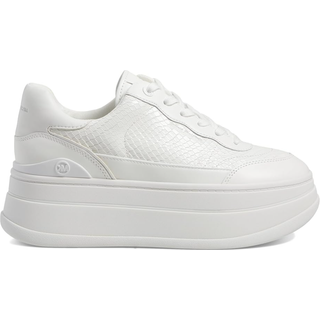 MK Hayes Snake Embossed Leather Platform Trainers - White - Michael Kors - EU 41