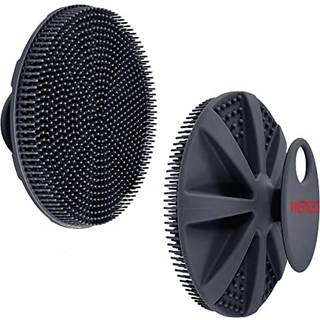 Innerneeed Food-Grade Soft Silicone Body Scrubber Shower Brush Handheld Cleansing Skin Brush Gentle Exfoliating and Lather Well (Black)