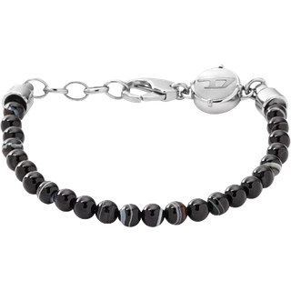 Diesel Beaded Studs Black Leather Men's Bracelet DX0848040