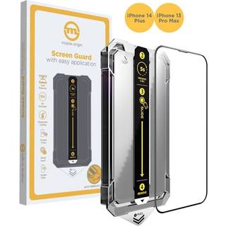 Mobile Origin Skærmbeskyttelsesglas m. Applikator - iPhone 14 Plus / 13 Pro Max - Gennemsigtig / Sort Kant