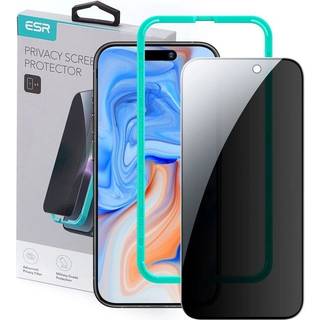 iPhone 15 ESR Skærmbeskyttelse m. Monteringsramme & Privacy - Sort Kant