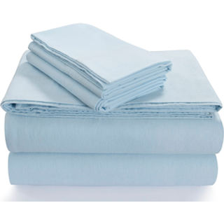 Tribeca levende flsoeds luksus solid flanel dyb lomme ark sæt konge himmel blå