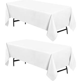 UTOPIA K?kkenrektangel Tabel klud 2 Pack [90x156 inches hvid] duge Machine Washable Faby Polyester Table Cover til spisebuffetfester Picnic Event