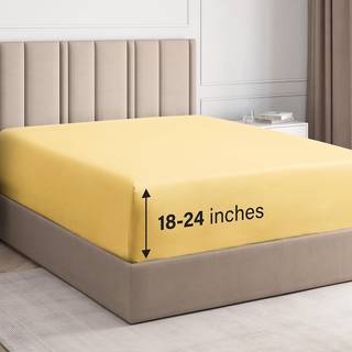 Ekstra Deep Cal King Fitted Sheet - Hotel Luxury Single Fitted Sheet - let passer til 18 tommer til 24 tommer madras - Soft Wrinkle Gratis åndbar