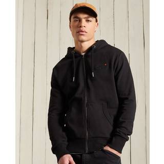 Superdry Klassisk Orange Label hættetrøje i loopback-stof med lynlås