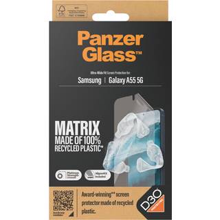 Samsung Galaxy A55 (5G) PanzerGlass Matrix AntiBacterial Ultra Wide Fit Plastikbeskyttelse - AlignerKit - Platinum Strength - Gennemsigtig
