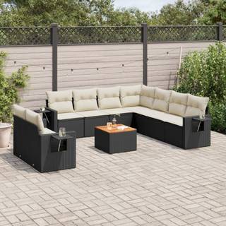 sofasæt til haven 10 dele med hynder polyrattan sort
