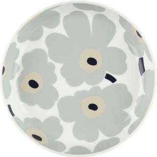 Unikko tallerken 20,5 cm, hvid/grå/sand/blå