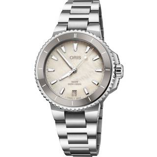 Oris Aquis Date creme perlemor med lænke 36,5mm