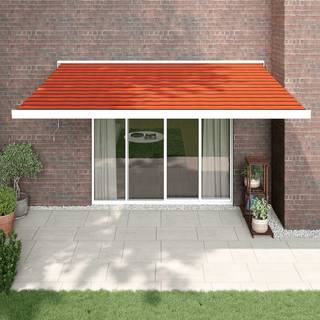 Foldemarkise Stof Og Aluminium Gul Og Hvid - Orange og brun (hvid ramme) / 4 x 3 m