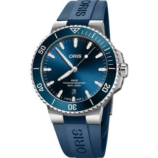Oris Aquis Date blå med gummirem 43,5mm