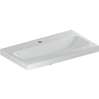 Geberit iCon Light håndvask kompakt: B=75cm, T=42cm, Hanehul=Midtpå, Overløb=Uden, Hvid / KeraTect