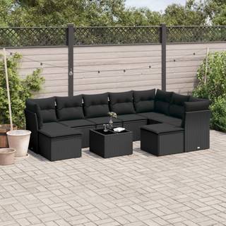 sofasæt til haven 10 dele med hynder polyrattan sort