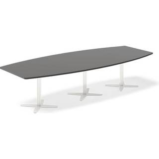 Office konferencebord bådformet 320x120cm antracit med hvid stel
