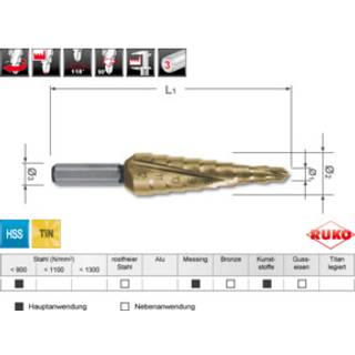 Trappebor HSS-TiN spiral.str09/4-12