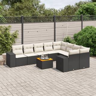sofasæt til haven 10 dele med hynder polyrattan sort