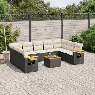 sofasæt til haven 10 dele med hynder polyrattan sort