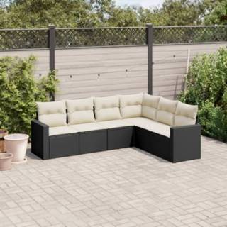 sofasæt til haven 6 dele med hynder polyrattan sort