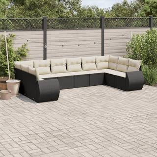 sofasæt til haven 10 dele med hynder polyrattan sort
