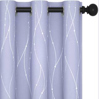 Deconovo Blackout Curtains - Silver Wave Dots Print Termisk isoleret støj Reduktion af privatlivets fred for soveværelse og stue (42W x 72L tomme