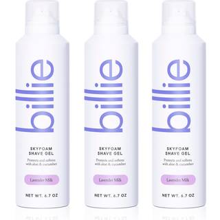 Billie Skyfoam Shave Gel - Lavendelmælkduft - Vandaktiveret skum - lavet med aloe & agurk - For en tæt glat barbering - 6,7 fl oz 3 -pack