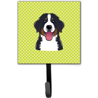 """" Caroline's Treasures BB1299SH4 Checkerboard Lime Green Bernese Mountain Dog Leash eller Key Holder Lille Multicolor """"