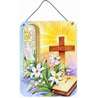 """" Caroline's Treasures Easter Cross og Bible i pletglasvindue eller dør hængende tryk APH5433DS1216 16HX12W flerfarvet """"