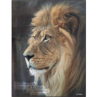 Dicksons lejonet från Judas stam har segrat trä 13 x 10 väggkonstplack