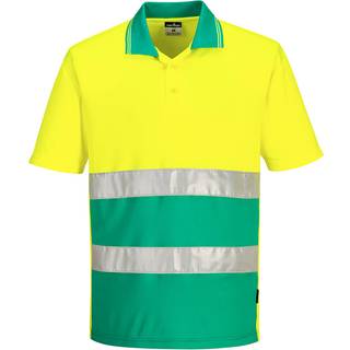 Tofarvet let poloshirts S/S - Gul/Marine (Størrelse: S)